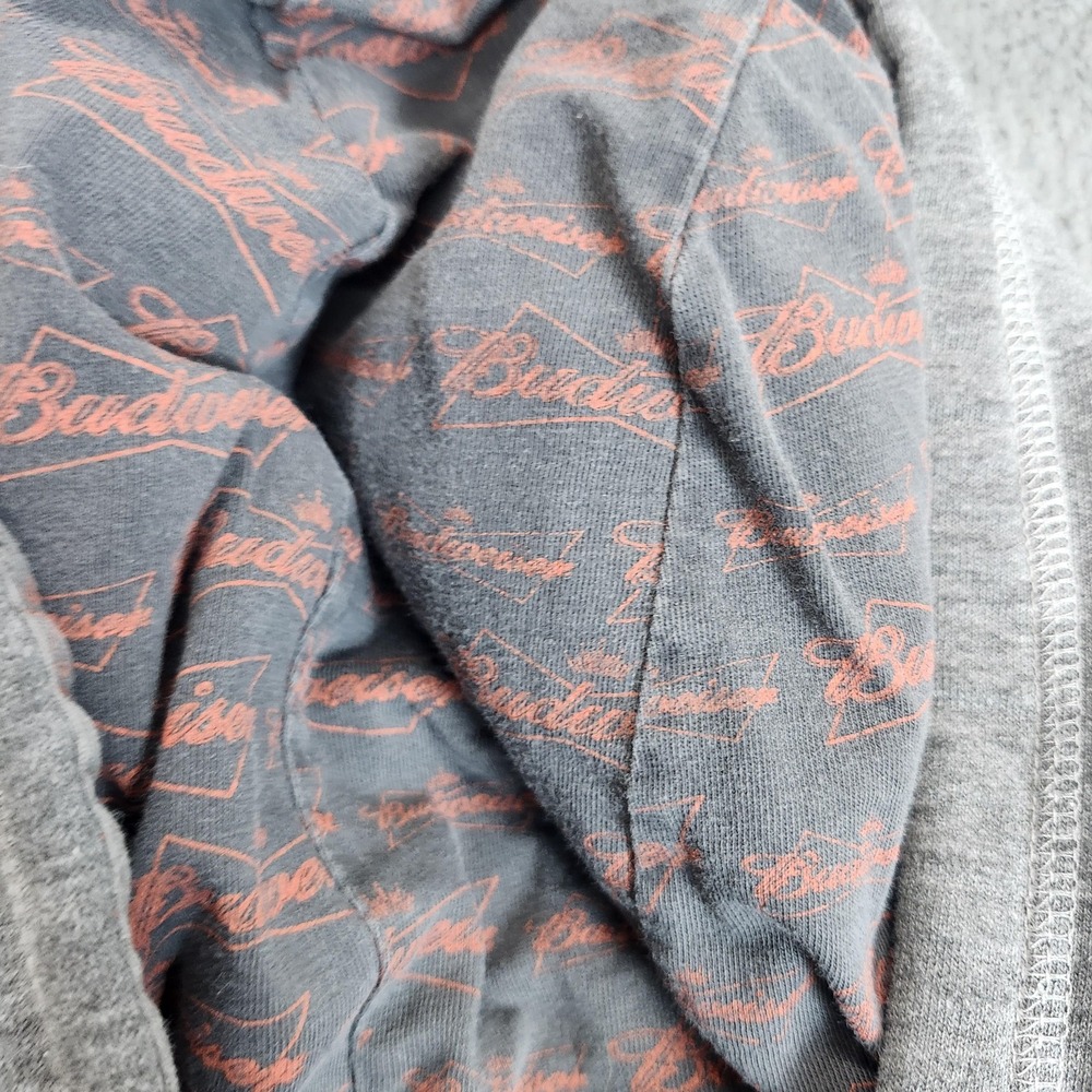 Budweiser Attitude Hoodie Mens Large Gray Pullover King Of Beers Sweatshirt - Picture 3 of 9